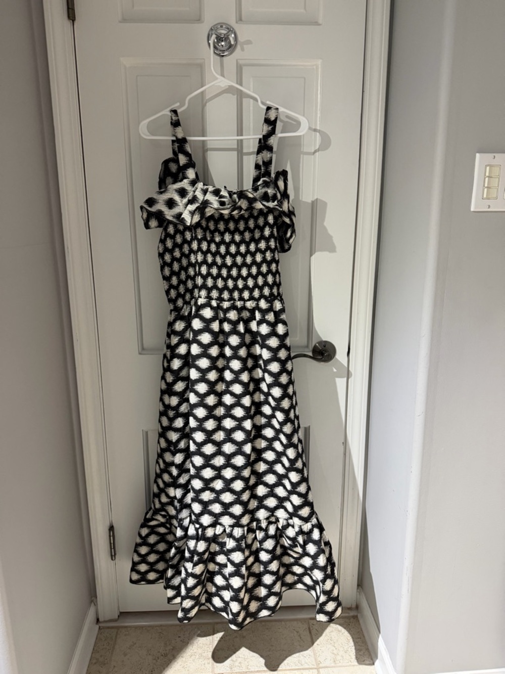 Maude Black and White Smocked Tiered Dress from Anthropologie - Picture 3 of 8